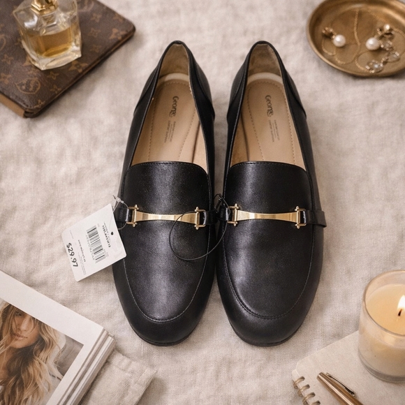 Time and Tru Shoes - George Black Loafers Gold Hardware Work Office Flats NWT